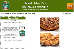 Round Table Pizza Pizza Coupons For Tacoma Up Lacey
